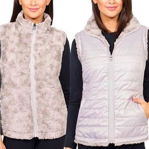 Nicole Miller Reversible Faux Fur Puffer Vest.